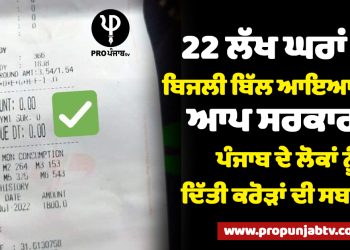 22 ਲੱਖ ਘਰਾਂ ਦਾ ਬਿਜਲੀ ਬਿੱਲ ਆਇਆ ‘ਜ਼ੀਰੋ’, ਆਪ ਸਰਕਾਰ ਨੇ ਪੰਜਾਬ ਦੇ ਲੋਕਾਂ ਨੂੰ ਦਿੱਤੀ ਕਰੋੜਾਂ ਦੀ ਸਬਸਿਡੀ