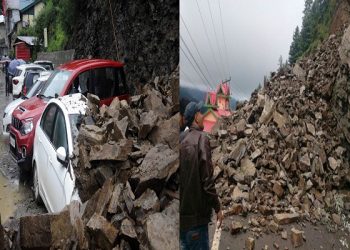 Many vehicles buried under debris due to landslide on Shimla bypass road