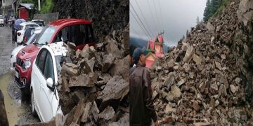 Many vehicles buried under debris due to landslide on Shimla bypass road