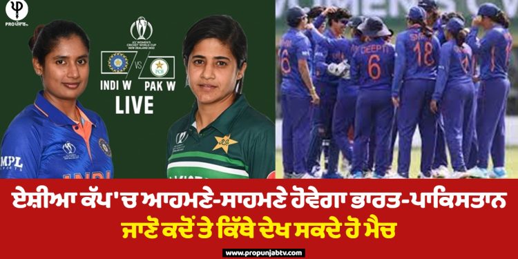 IND W vs PAK Women Team:ਏਸ਼ੀਆ ਕੱਪ 'ਚ ਆਹਮਣੇ-ਸਾਹਮਣੇ ਹੋਵੇਗਾ ਭਾਰਤ-ਪਾਕਿਸਤਾਨ,ਜਾਣੋ ਕਦੋਂ ਤੇ ਕਿੱਥੇ ਦੇਖ ਸਕਦੇ ਹੋ ਮੈਚ