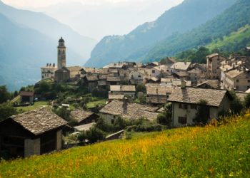 Soglio Vilagge in Val Bregaglia, Engadine, Switzerland.