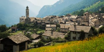 Soglio Vilagge in Val Bregaglia, Engadine, Switzerland.