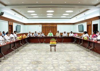 New Delhi, June 05 (ANI): Prime Minister Narendra Modi with leaders during the NDA leaders meeting after the Lok Sabha election results, at his 7, LKM, residence in New Delhi on Wednesday. (ANI Photo/Video Grab)